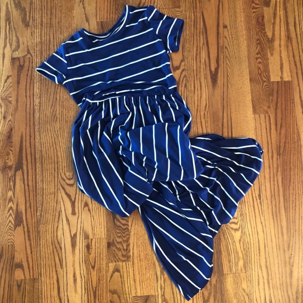 Maxi dress with pockets - navy / white - new